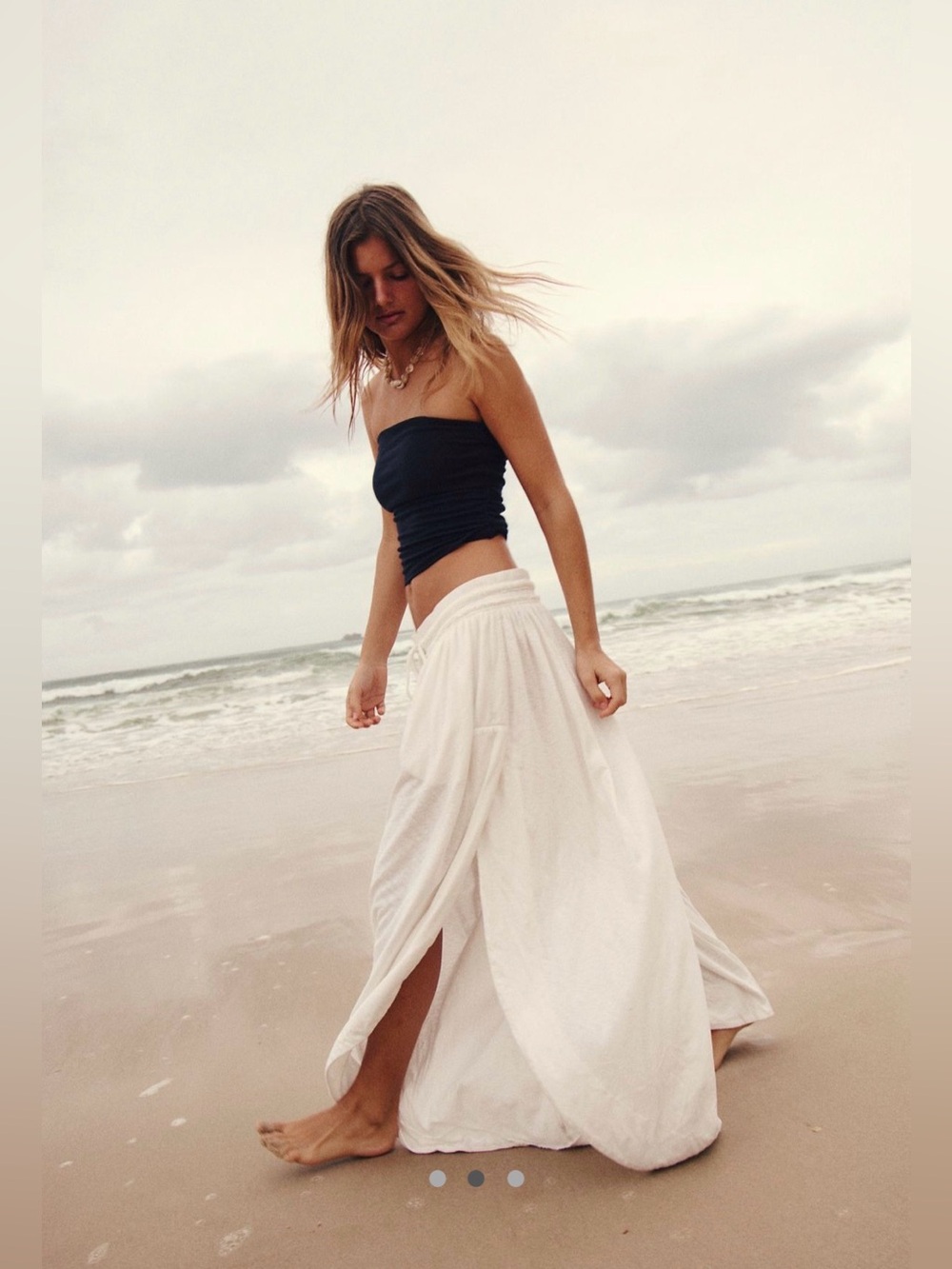 Free People free-est Quentin Wide Leg Flowy Pants in Ivory Coast - Picture 2 of 7